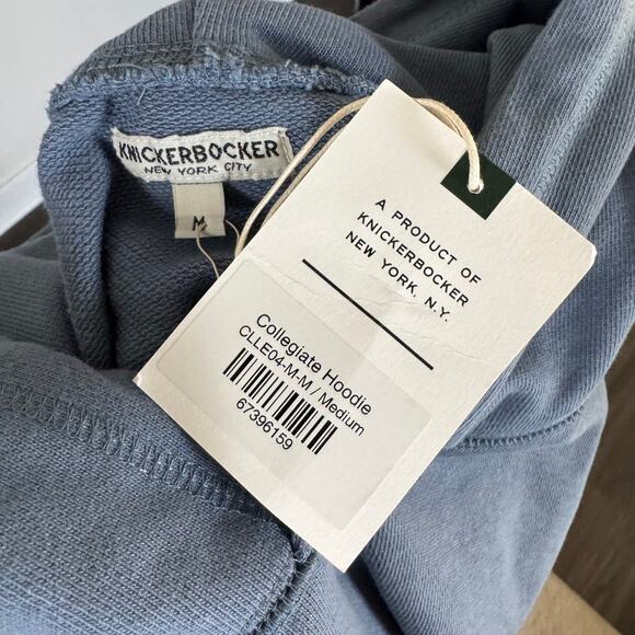 Knickerbocker NYC Collegiate Blue Gray Logo Hoodie M NEW Spell Out Sweatshirt - Picture 5 of 6